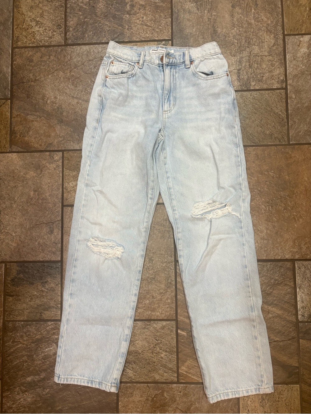 Garage Light Wash High-Rise Distressed Jeans